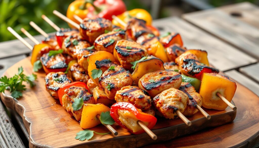 Grilled Chicken and Bell Pepper Skewers