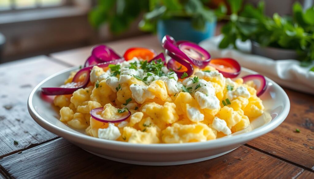 Scrambled eggs with cottage cheese